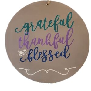 Grateful Thankful Blessed Wood Sign